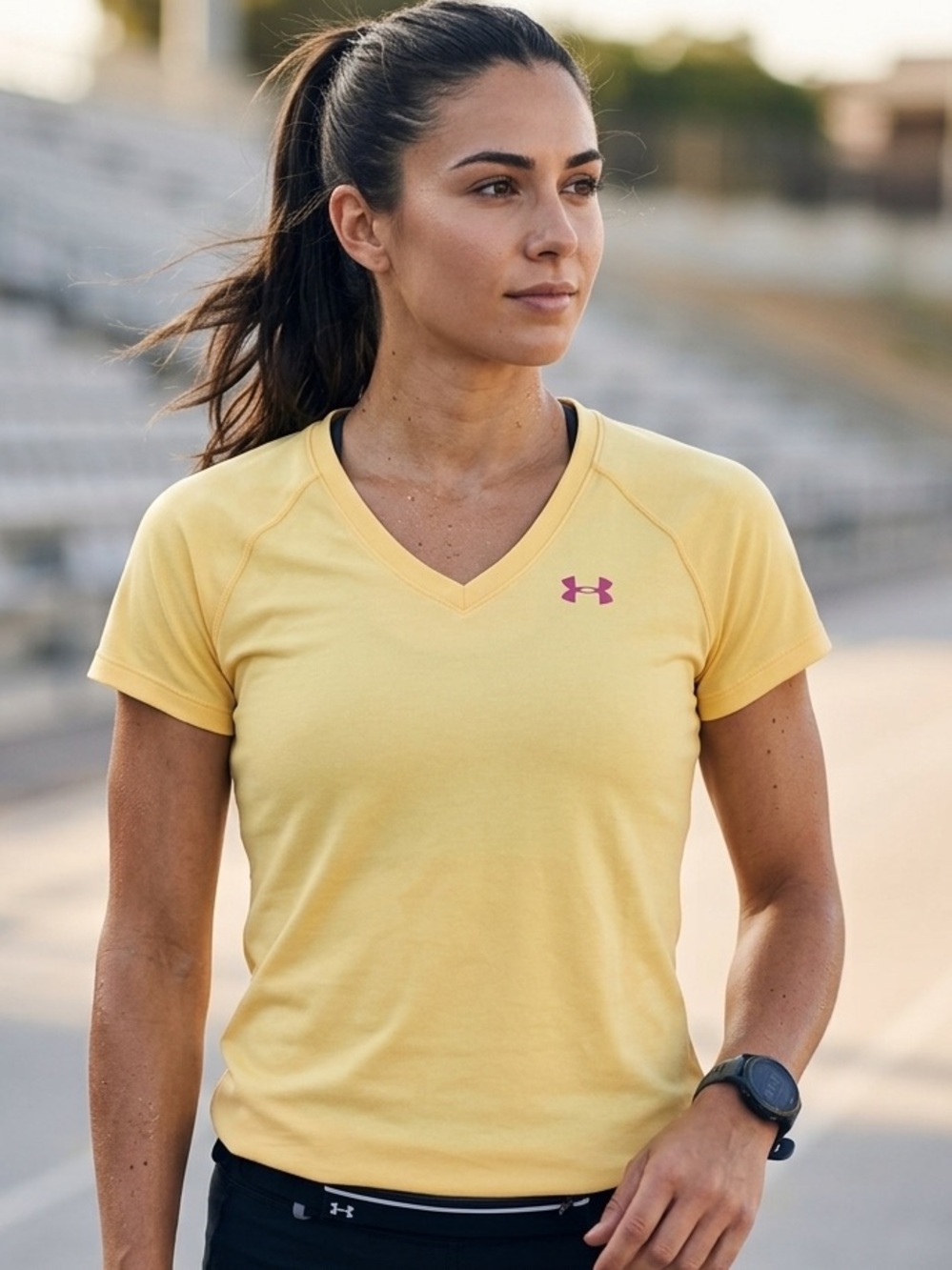 Under Armour Yellow V-Neck Short Sleeve Soft Performance Tee